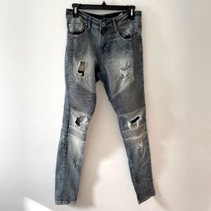Represent sandstone destroyed biker denim skinny men’s waist 30-31 inseam​​​​​
